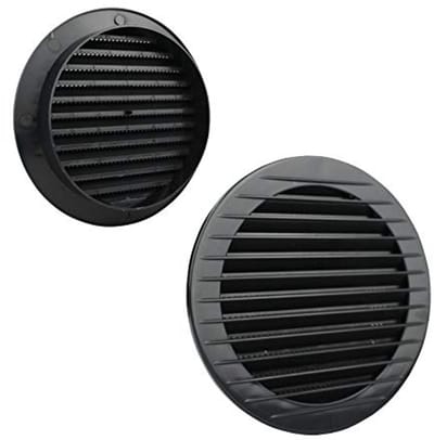 Ventilatierooster 120 mm met Insectenwering en Flens – Antraciet, Baksteenrooster voor Binnen en Buiten