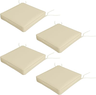 Outsunny Set of 4 Outdoor Seat Cushions with Ties, Water Repellent Seat Pads for Garden Patio Kitchen Office Chairs, Beige