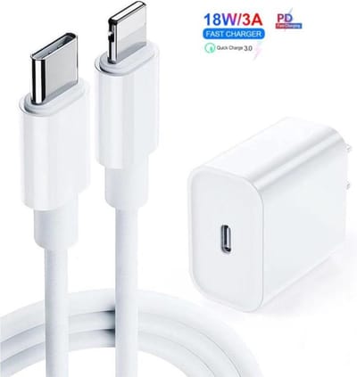 DrPhone - Lunar Pro series - 20W Oplader - 1 Meter USB-C naar Lightning Kabel 9V Lader - Geschikt voor iPhone 11-14 Series/ PRO (MAX)iOS Tablet Pro / Air / Mini