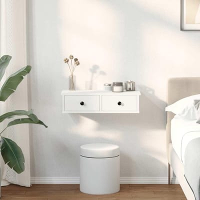 Wandrek met laden - Zwevende kast - Spullen opbergen - Vochtbestendig hout - 60 x 28 cm - Wit