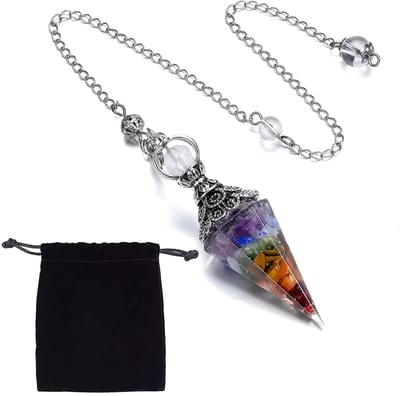 Dailygoods- Chakra Slinger 7 Edelstenen - Healing Crystal Pendel - Kreeft Klauw Sluitingen - Fluwelen Zak - Spirituele Balans - Hoogwaardig Kristal