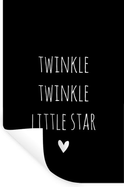 Muurstickers - Sticker Folie - Engelse quote "Twinkle twinkle little star" met een hartje op een zwarte achtergrond - 60x90 cm - Plakfolie - Muurstickers Kinderkamer - Zelfklevend Behang - Zelfklevend behangpapier - Stickerfolie