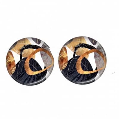 Clip Oorbellen- Fayen- 2 cm -zwart- geen gaatje- Charme Bijoux