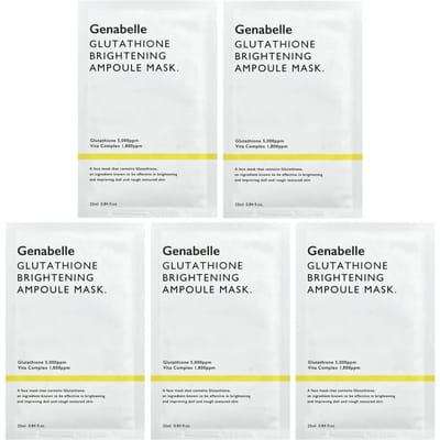 Masque de Beauté Ampoule Éclaircissante Glutathion, 5 Feuilles, 25 ml (0.84 oz fl) Chaque white