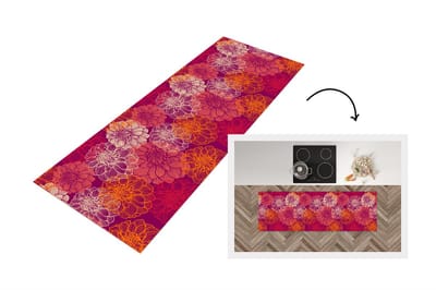 Keukenloper - Loper keuken - Bloemen - Regenboog - Dahlia - Patronen - 150x50 cm - Keukenloper vinyl