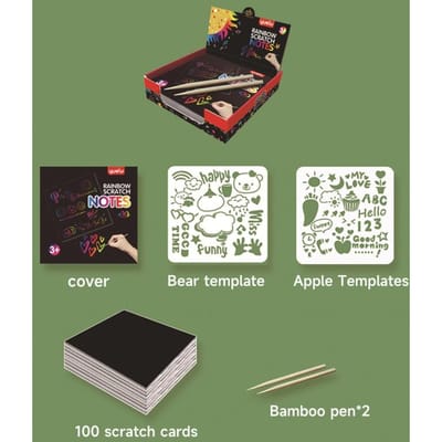 1 Collectie Regenboog Kraspapier Mini Schitterende Laser Krasnotities Kaarten Cartoon Kras Kunst Schilderen Kaart Kinderen DIY Teken Speelgoed black
