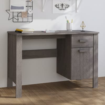 vidaXL - Bureau - HAMAR - 113x50x75 - cm - massief - grenenhout - lichtgrijs