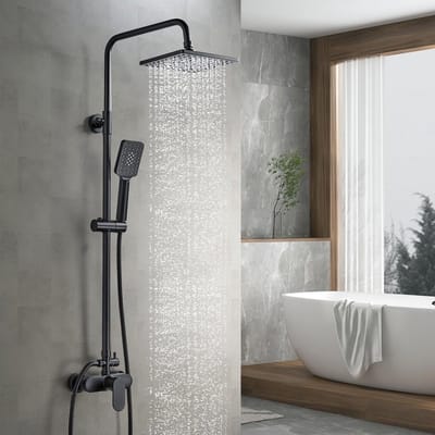 Virtubuy - Shower System - Regen Doucheset - Hoogte verstelbaar - Zwart - Multifunctionele Douche - Inclusief Mengkraan - Geschikt voor elke badkamer