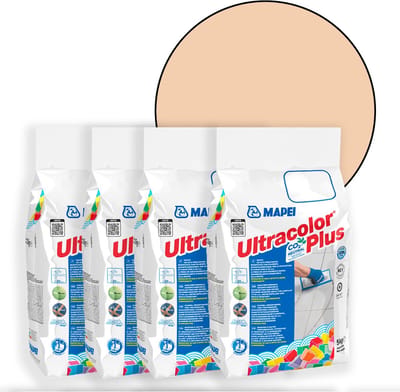 MAPEI Ultracolor Plus Voegmortel Multipack - Waterafstotend & Schimmelwerend - Kleur 132 Beige - 5 kg - 4 Stuks