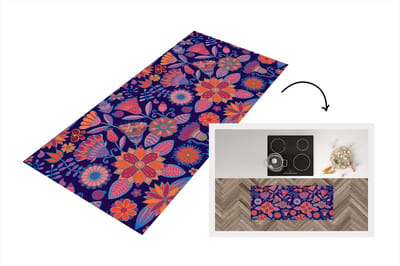 Keukenloper - Loper keuken - Vlinder - Bloemen - Patronen - 120x50 cm - Keukenloper vinyl