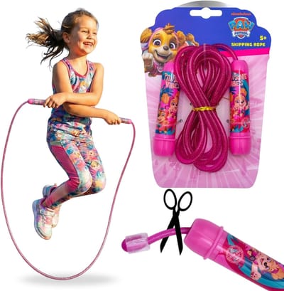 Paw Patrol Roze, verstelbare springtouw voor meisjes, springtouw met handvatten voor kinderen, lang 2,4m