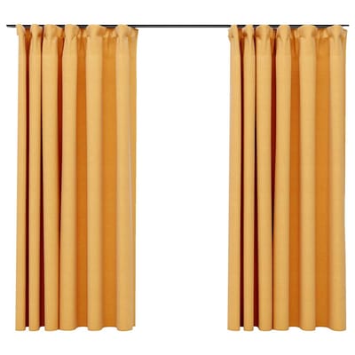 vidaXL - Gordijnen - linnen-look - verduisterend - haken - 2 - st - 140x175 - cm - geel