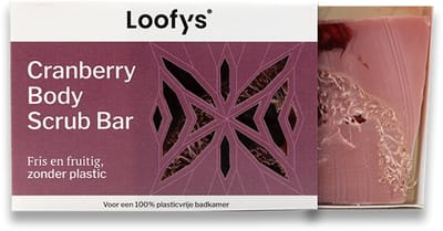 Loofys Body Scrub Bar – Cranberry – Alle huidtypen – Vegan, Plasticvrij, SLS‑vrij – 100g