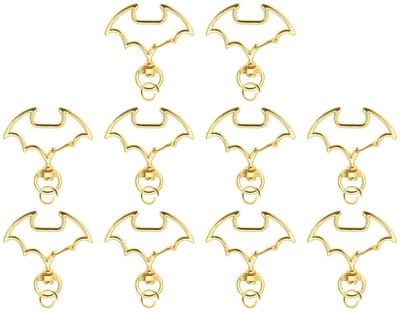 Dailygoods- Sleutelhanger Goudkleurig - Karabijnhaak Sleutelhanger - Sleutelringen - Vleermuisvormige Sleutelhanger - 10 Stuks - Robuuste Zinklegering - Sleutelring