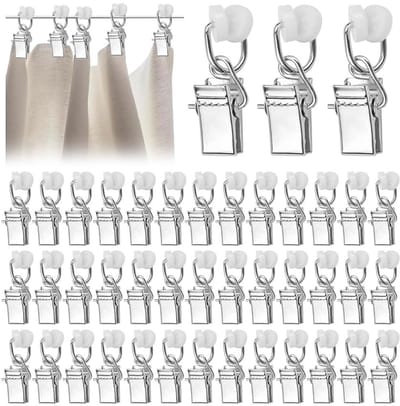 Dailygoods- Gordijnklemmen 60 Stuks - Gordijnhaken - Gordijnglijders - Metalen Gordijnrollers - Duurzaam - Glad en Geruisloos - Gordijnglijder