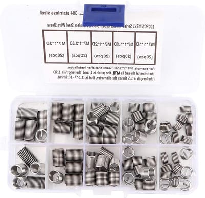 Complete Reparatieset met 100 Stuks M7 X 1 RVS Invoeringen voor Wonden en Interne Schroefdraadbevestiging