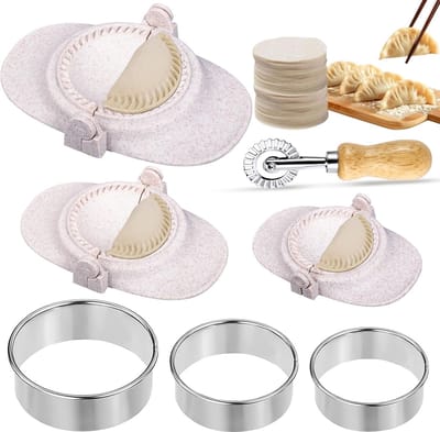 Famanu – 7-delige RVS dumpling en ravioli pers set voor wontons gyoza en deegwaren