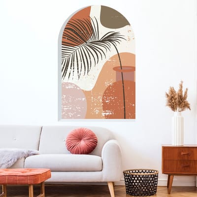 Vooraf gelijmd vliesbehang met gigantische muurschilderingen - ETNISCHE PALMBLADBOOG - 135x90cm