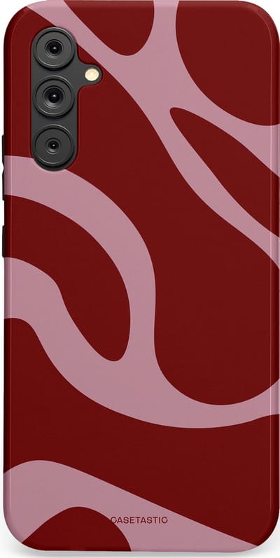 Casetastic hoesje geschikt voor Samsung Galaxy A34 (2023) 5G - Dubbellaagse bescherming - Roze Rode Framboos Blobs - Fashion Case - Bordeaux Lila