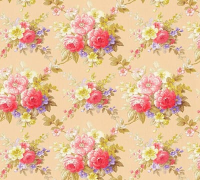 TRADITIONEEL KLASSIEKE BLOEMEN BEHANG | Franse Stijl - rood beige geel - A.S. Création Château 5