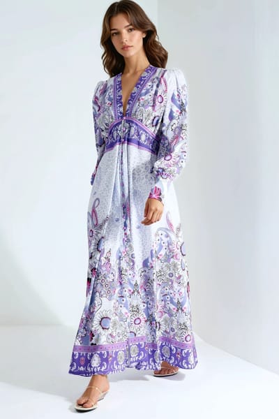 Bloemen Maxi-jurk met Paneelontwerp