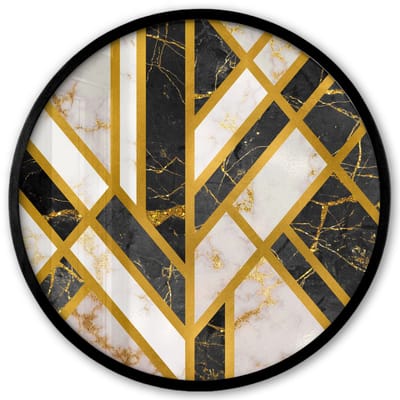 Poster in lijst Rond - Fotolijst 40x40 cm - Posters - Marmer - Goud - Luxe - Ronde posterlijst zwart - Decoratie - Wanddecoratie woonkamer - Muurdecoratie slaapkamer