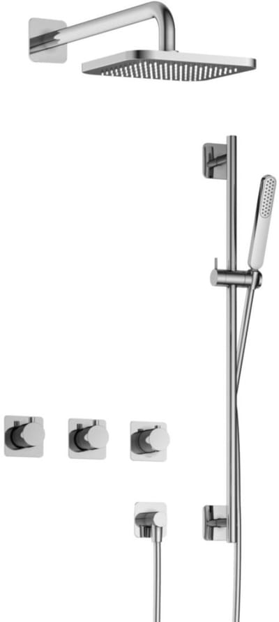 Hotbath Gal - Inbouw Regendoucheset - Chroom - 2 Stopkranen - Thermostatisch - Wandarm 35 cm - Hoofddouche 220 mm - Staafhanddouche - Glijstang 900 mm - V02
