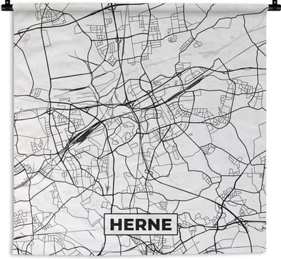 Wandkleed - Wanddoek - Plattegrond - Herne - Kaart - Stadskaart - 180x180 cm - Wandtapijt