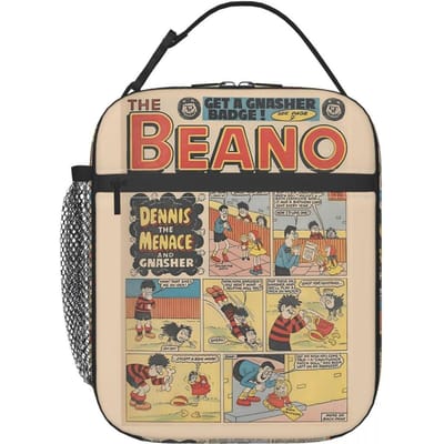 1984 Beano Classic Dennis The Menace En Gnasher Geïsoleerde Lunchtas voor Vrouwen Kinderen Draagbare Voedseldozen Thermische Lunchbox Tote One Size black