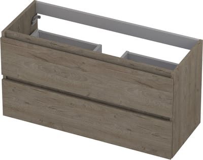 INK® wastafelonderkast 2 laden greeploos met houten keerlijst 100x40x52cm, greige eiken