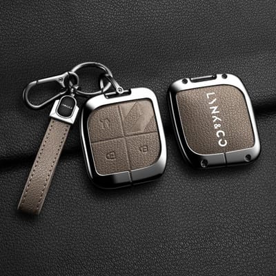 Nieuwe Zinklegering Leer Auto Slimme Afstandsbediening Sleutelhoes Cover Voor Lynk&Co 08 - Shell Houder Beschermer Fob Sleutelhanger Accessoires