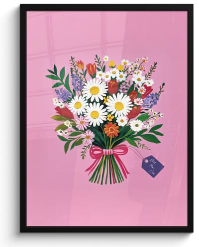 Poster in lijst - Fotolijst 50x70 cm - Posters - Bloemen - Quote - Kaartje - Kleurrijk - Posterlijst zwart - Decoratie - Wanddecoratie woonkamer - Muurdecoratie slaapkamer