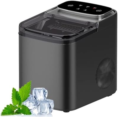 Draagbare ijsblokjesmachine - IJsmaker tafelmodel - Dranken Koelen - Zelfreinigende functie - 12 kg per dag - Zwart