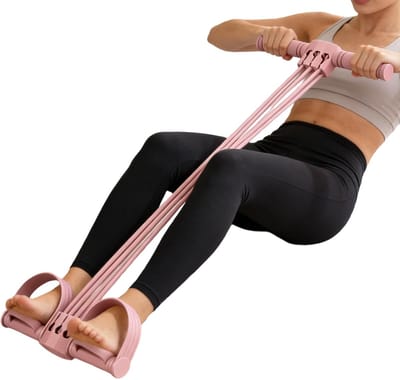 Yoga Pedaal Trekker - Rektouw Weerstandsband - Thuis Fitness - Verstelbare Weerstand - 6 Buizen - Roze
