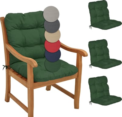 Beautissu Flair NL – Set van 4 Tuinkussen Lage Rug Groen – 100x50 cm – Zitkussen Matraskussen voor Tuin Meubelen