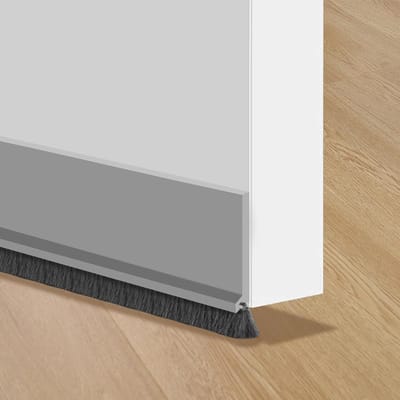 Zelfklevende Deurrubber met Borstel, Grijs, 100 cm x 5 cm - Ideaal voor Geluid- en Luchtisolatie, Aanpasbaar en Eenvoudig te Installeren