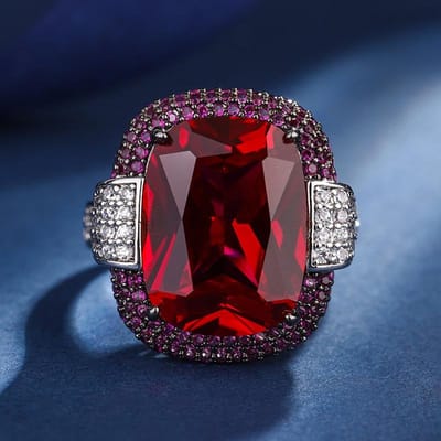 Nieuwe Modetrend Dames Licht Luxe Design Kleurblok Zirkoon Micro Ingezette Overdreven Ring Feest Vakantie Cadeau gray