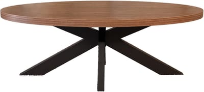Salontafel ovaal bruin melamine 130cm Denzel ovale bijzettafel side table