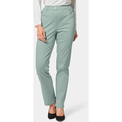 Lichte katoenen broek met elastische band - mintgroen - Gr. 40 van Goldner Fashion