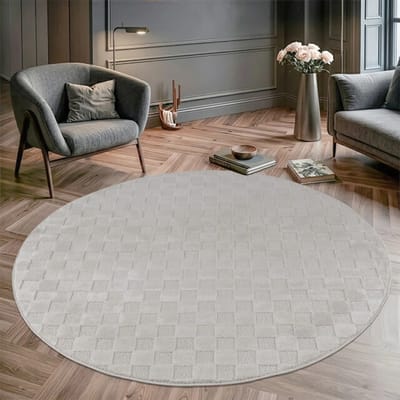 Muratap Vivant chesterfield rond vloerkleed laagpolig effen - 160 cm rond