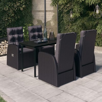 vidaXL - 5-delige - Tuinset - met - kussens - zwart