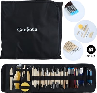 Caryota Klei Gereedschap Set - 61-delig - Boetseer Set - Pottenbakken - Beeldhouwen - Polymeer - Keramiek - Klei Tools - Voor Kinderen & Volwassenen