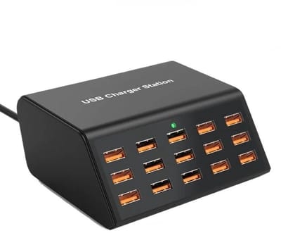 DrPhone SmartC13 – 15-Poorts USB Oplaadstation 100W – Desktop Multi-Port Lader – Slimme Vermogensverdeling – tot 2.4A per Poort – Zwart