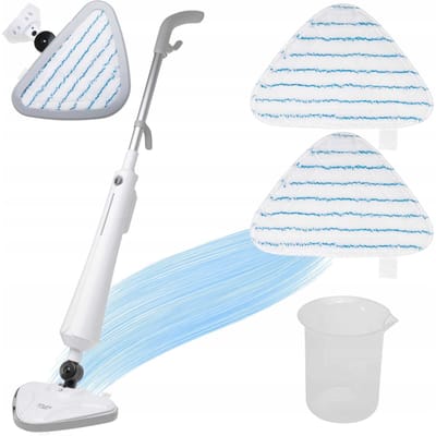 1300 W stoommop, geen chemie, snelle verwarming 25s, tapijtreiniging wit en grijs, 7 m kabel