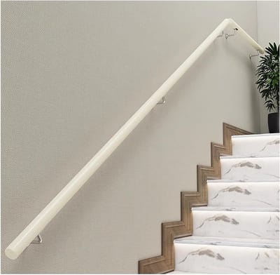 Trapleuning Set - Steunstang Trap - Veilig Lopen - Roestvrijstalen Beugels - 22 m - Wit