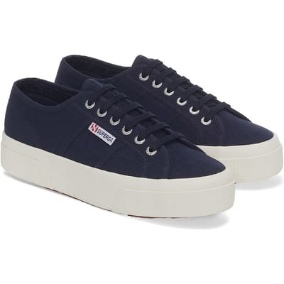 Superga Unisex 2740 Lace Up Platforms voor volwassenen (Marine/Avorio)