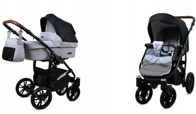 BabyLux® Kinderwagen 2in1 – OPTIMAL - SILVER BLACK BLACK FRAME - Opklapbare Wandelwagen incl. Reiswieg, Multifunctionele Buggy Sportstoel - Combi-kinderwagen met Luiertas, Regenhoes, Klamboe, Bekerhouder, etc.