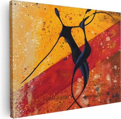 Artaza Canvas Schilderij Abstract - 40x30 cm - Klein - Wanddecoratie Afrika - Muurdecoratie Silhouet - Kamer Accessoires