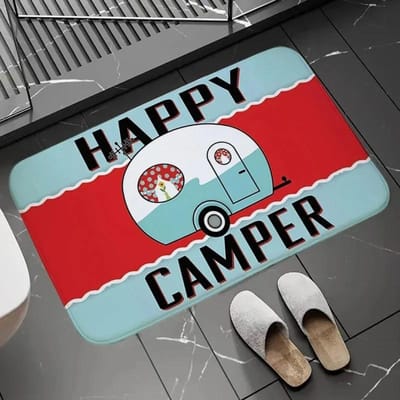 Happy Campers Welkomstmat Vloerdecoratie Tapijt Antislip Makkelijk Schoon te Maken Vloerkleed Woonkamer Thuiswerkplek Wasbare Deurmatten 40x60cm