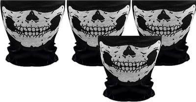 Skull Face Mask Set voor Halloween: 4 Paar Half Ghost en Bones Cosplay Kostuums voor Volwassenen, Perfect voor Feestjes en Dans evenementen